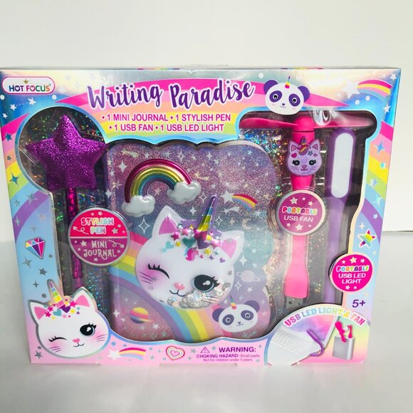 Hot Focus Writing Paradise Caticorn Style Journal and Accessories Set New In Box - Picture 6 of 13
